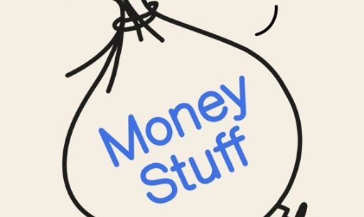 Illustration of a bag, presumably of money, with the words Money Stuff written on it