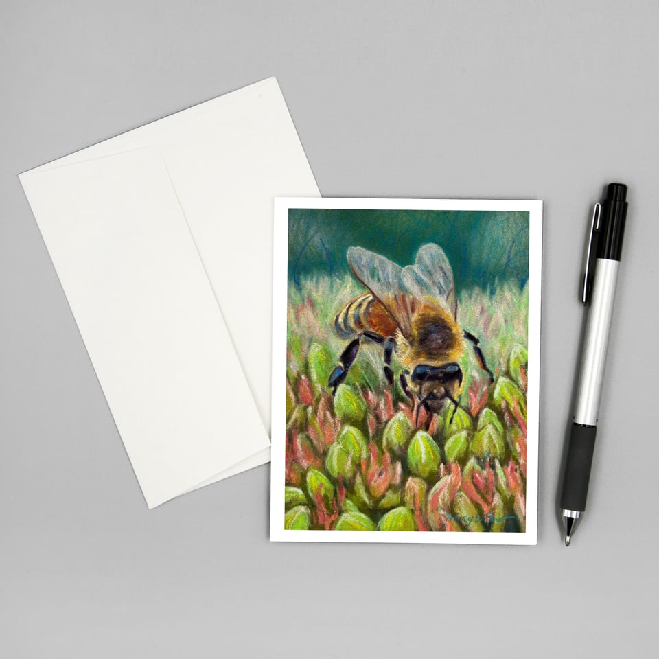 eco-friendly notecard with a honeybee on the front