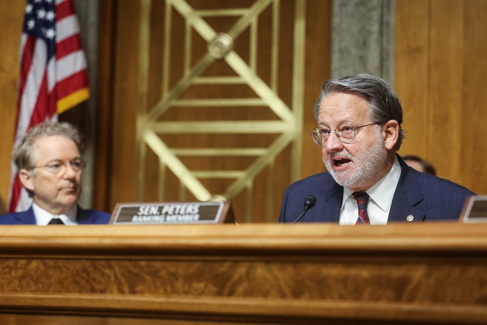 Senator Gary Peters at the Mullin confirmation hearing