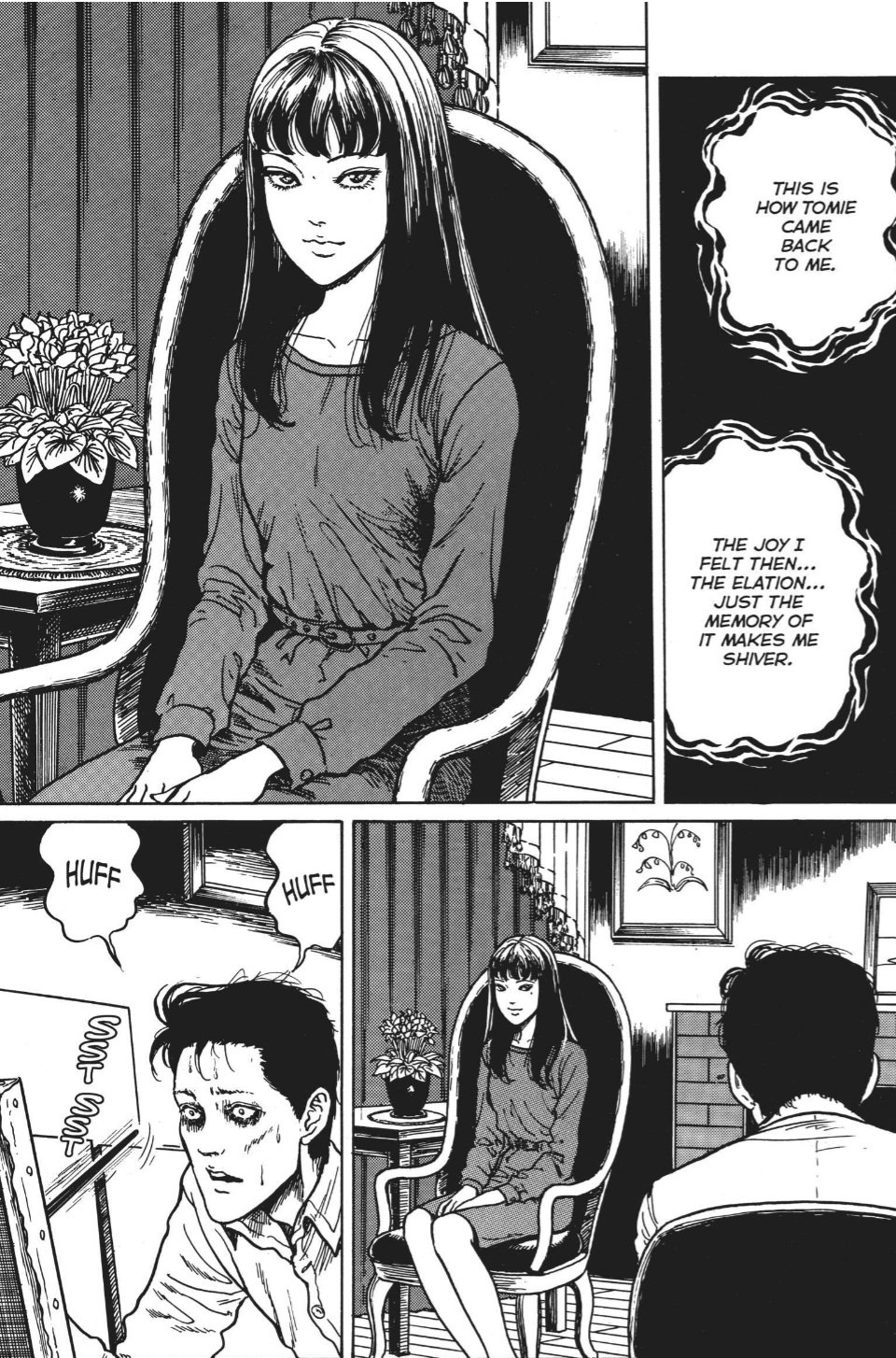 Tomie seated for a portrait by a lovesick painter