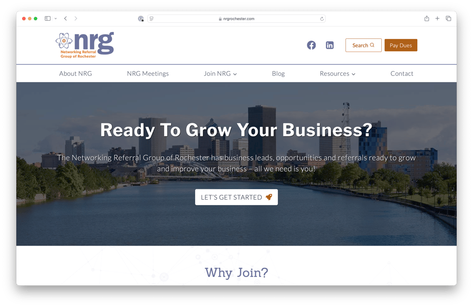 This is a screenshot of NRG’s website home page.