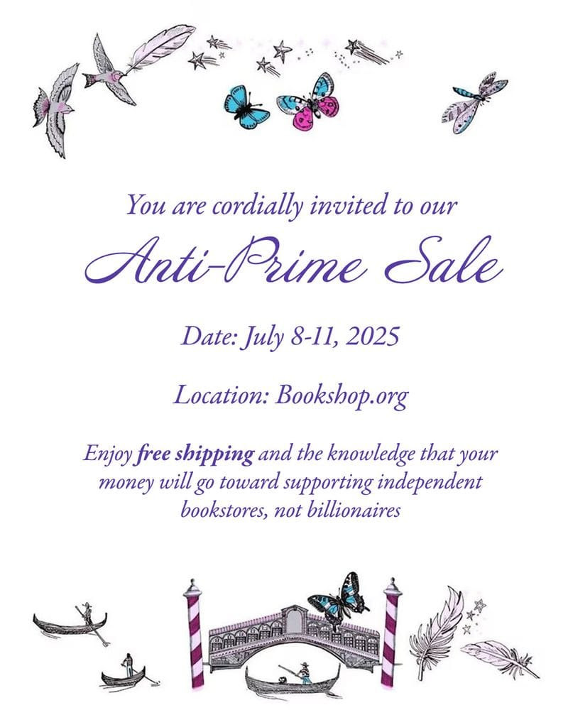 Anti-Prime Sale Flyer from Bookshop.org