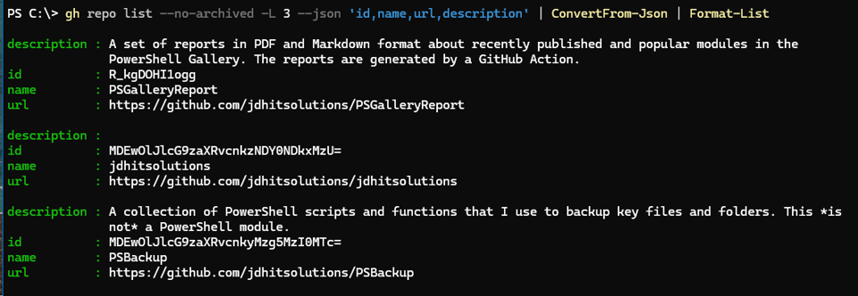 Converted JSON output
