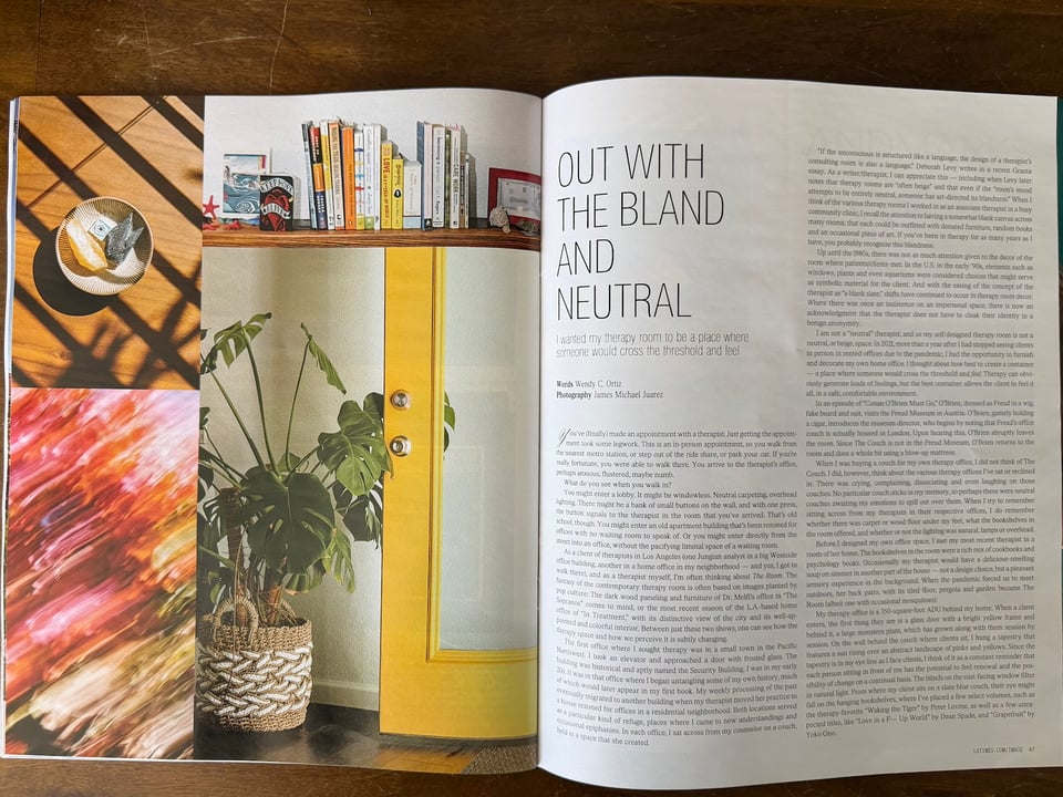 The April 2026 issue of IMAGE magazine in the LA Times. My essay with photos of my therapy office is featured.