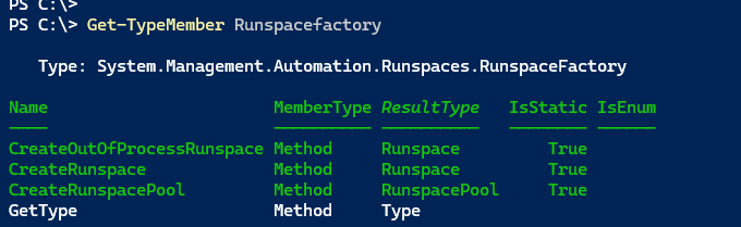 RunspaceFactory TypeMember