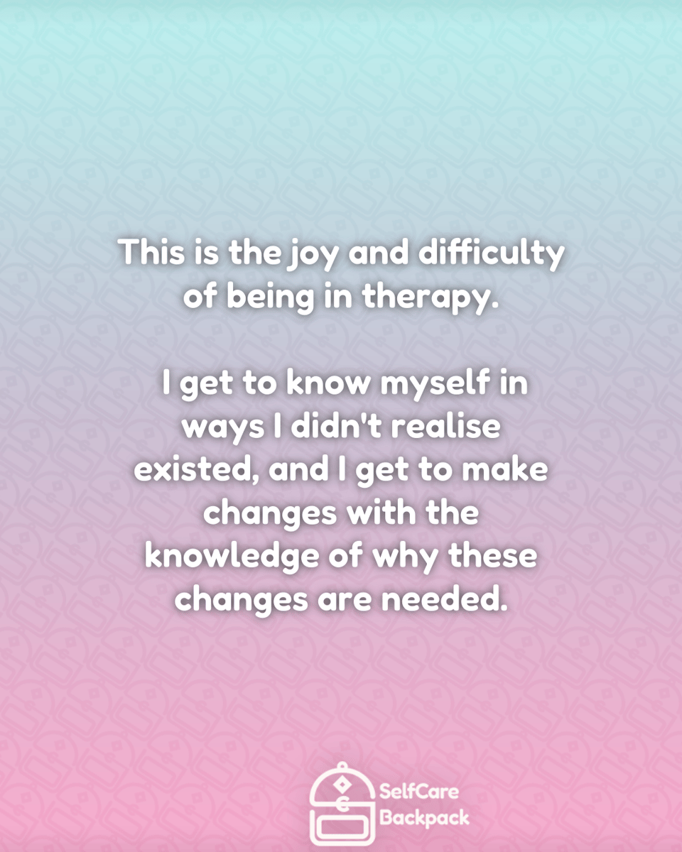 This is the joy and difficulty of being in therapy.
I get to know myself in ways I didn't realise existed, and I get to make changes with the knowledge of why these changes are needed.