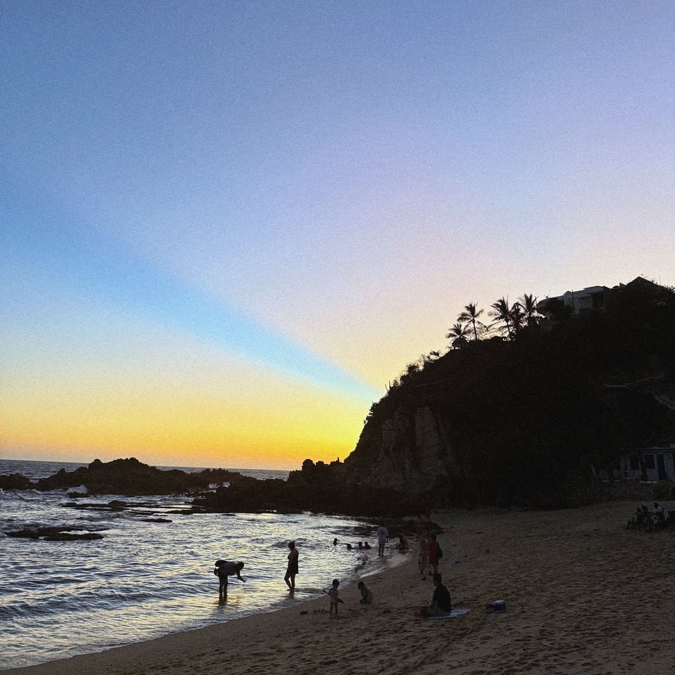 a beautiful early January sunset at the southernmost point of Oaxaca