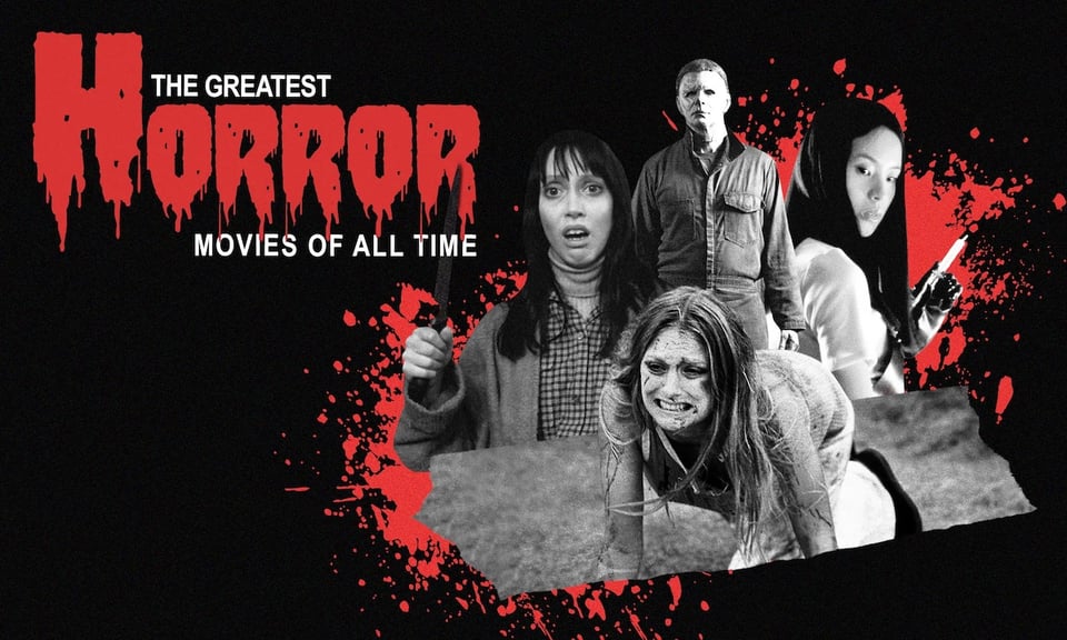 An image with some horror movie characters labeled "The Greatest Horror Movies of All Time"