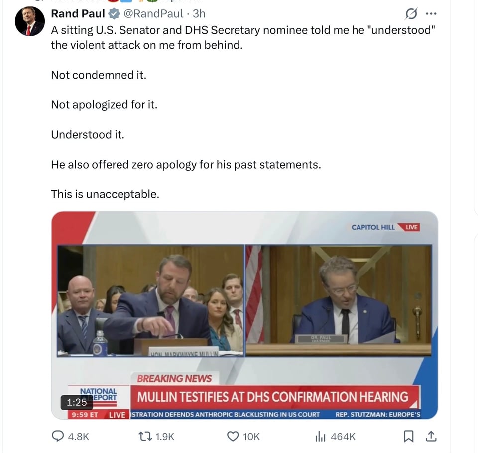 A pictorial version of Mullin’s interaction yesterday with Sen. Rand Paul.photo two