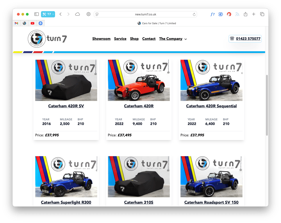 The Turn 7 Website Showroom