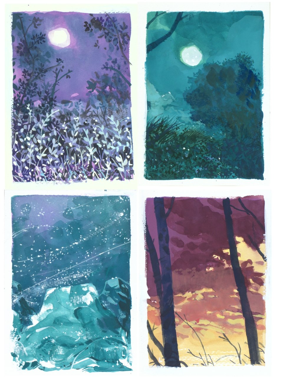 thumbnail images of four landscape paintings
