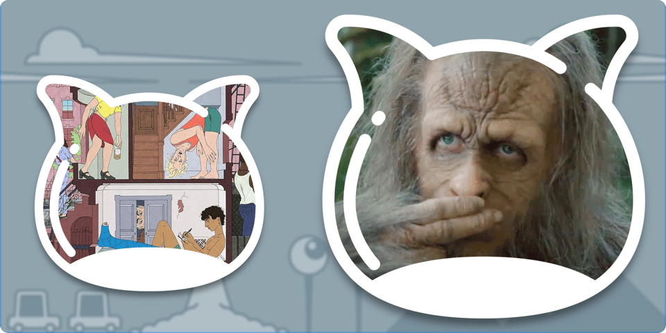 Sasquatch and an illustrations of people in an apartment