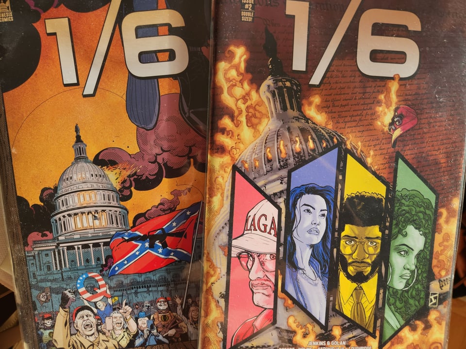 Covers of two issues of the comic book series “One Six”