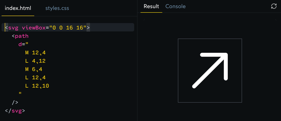 A screenshot from the article Interactive guide to SVG Paths