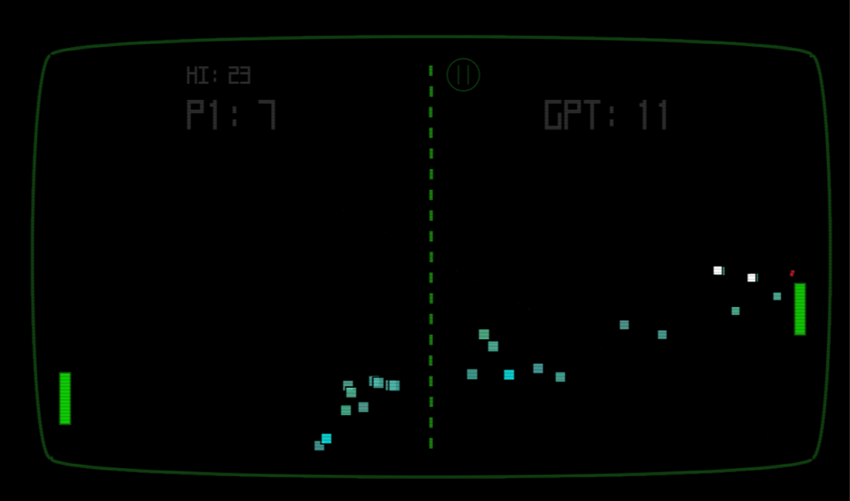 Standard pong, with your paddle on the left and the opponent's on the right, except there are like 30 balls