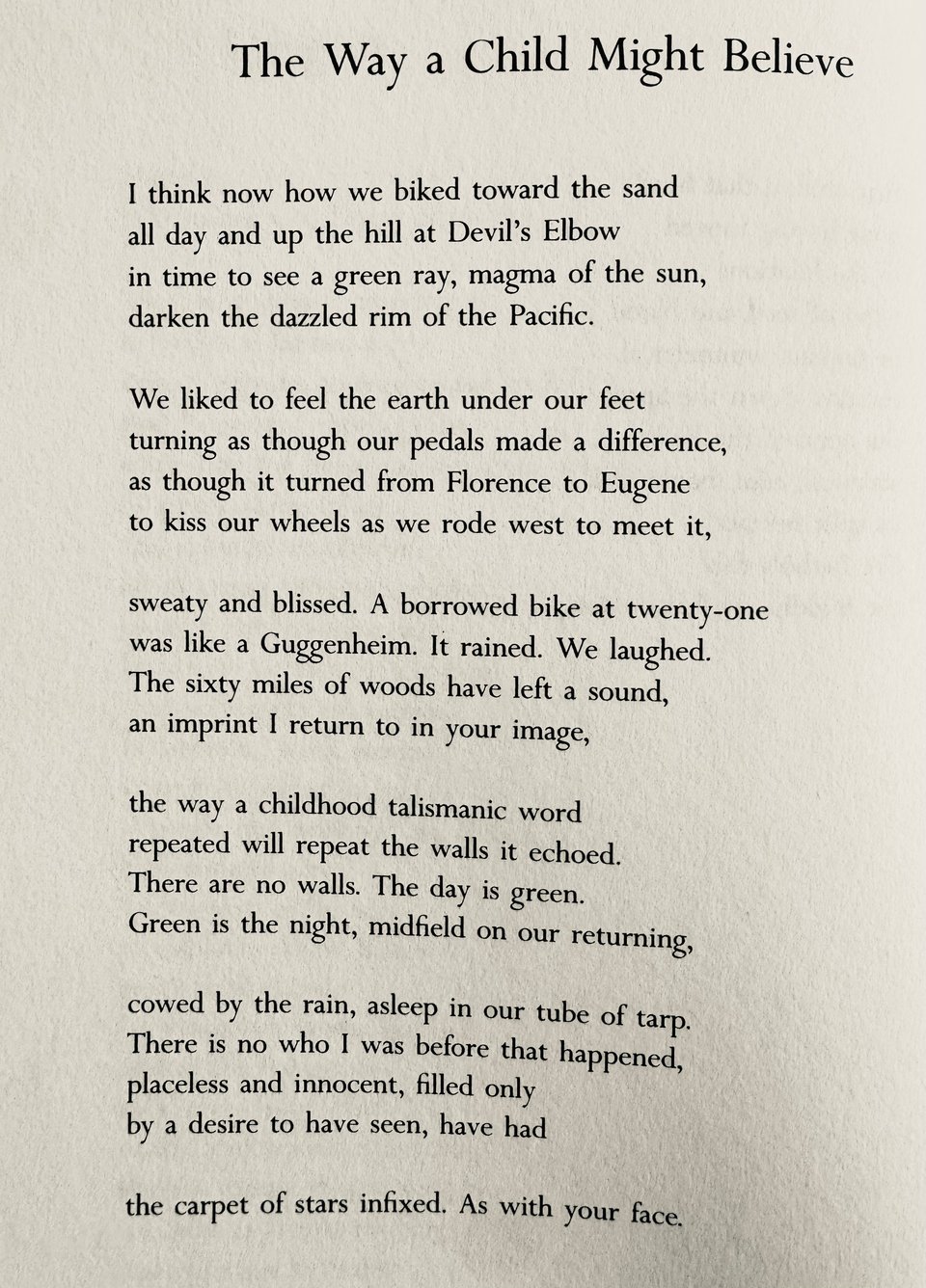 text of The Way a Child Might Believe by Olga Broumas