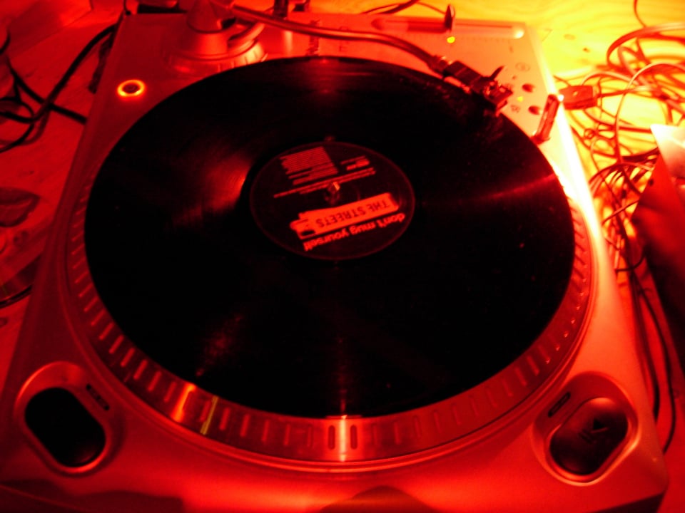 A record on a turntable