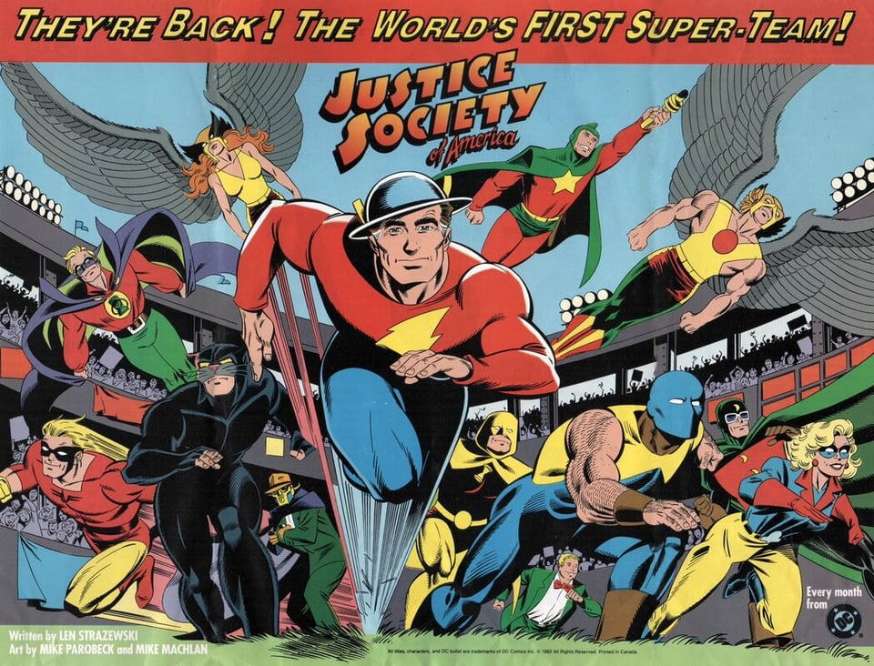 Justice Society promo poster by Mike Parobeck