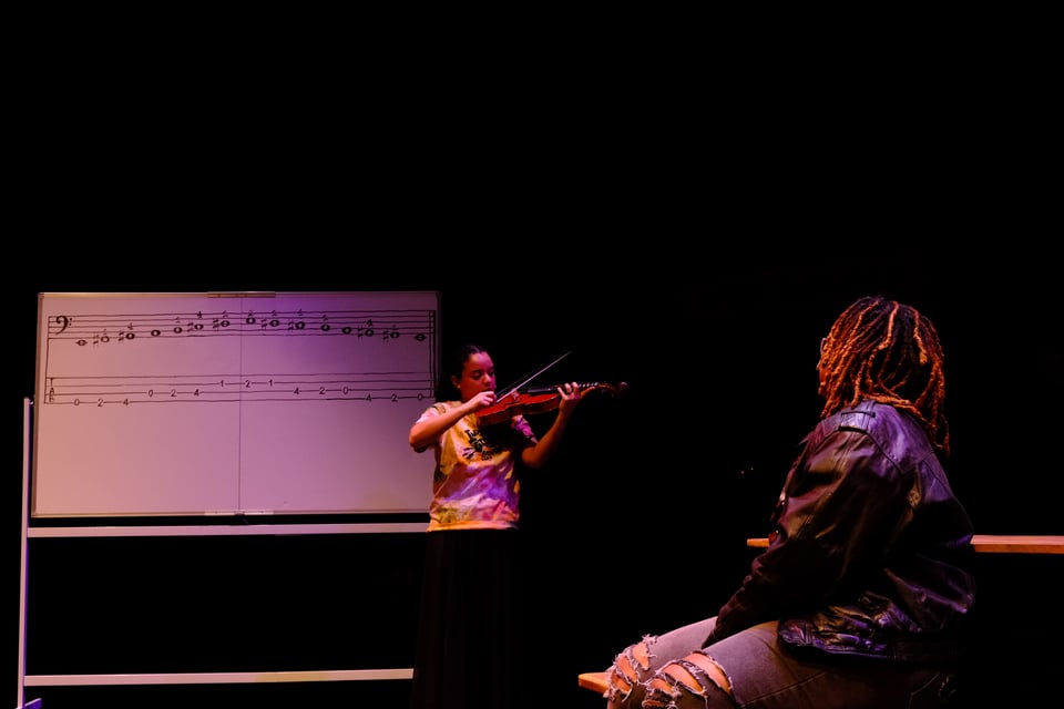 Still from the production of Lil Sis & The Furies at Columbia University (2026).