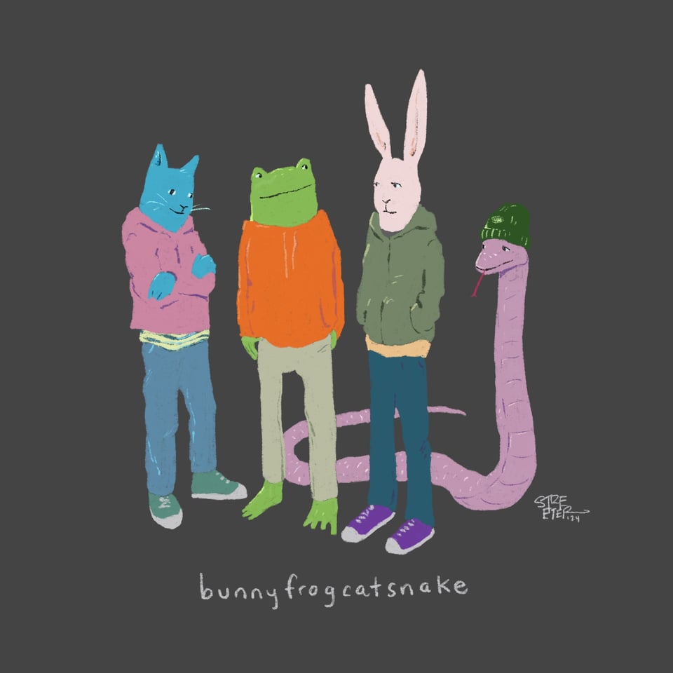 Illustration of Bunny Frog Cat and Snake