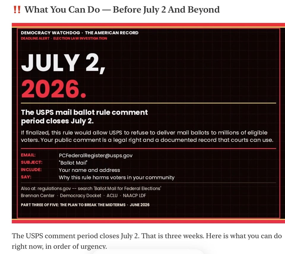 Save Mail-In Voting- Write USPS by July 2