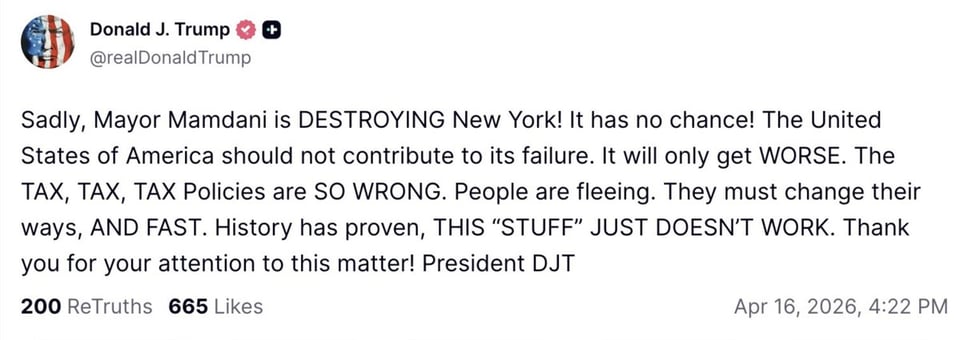 Trump suddenly noticed New York’s Mayor is not his friend.