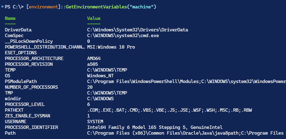Machine-scoped environment variables