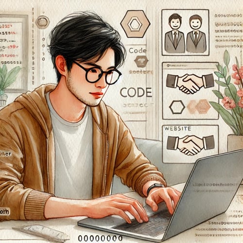 Person working in a computer