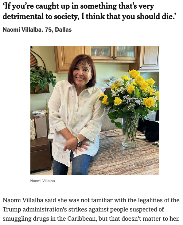 NYT clipping with picture of nice Republican lady smiling in your face while saying you should die if she thinks you're not living like she wants you to.