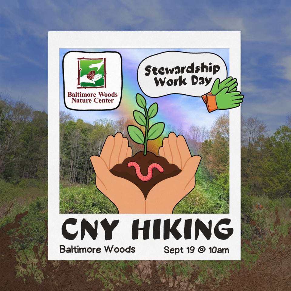 CNY Hiking Stewardship Work Day at Baltimore Woods Nature Center, September 19th at 10 AM.