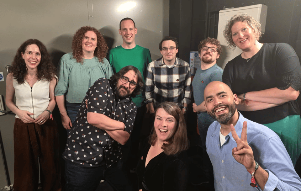 an ensemble of improvisers backstage