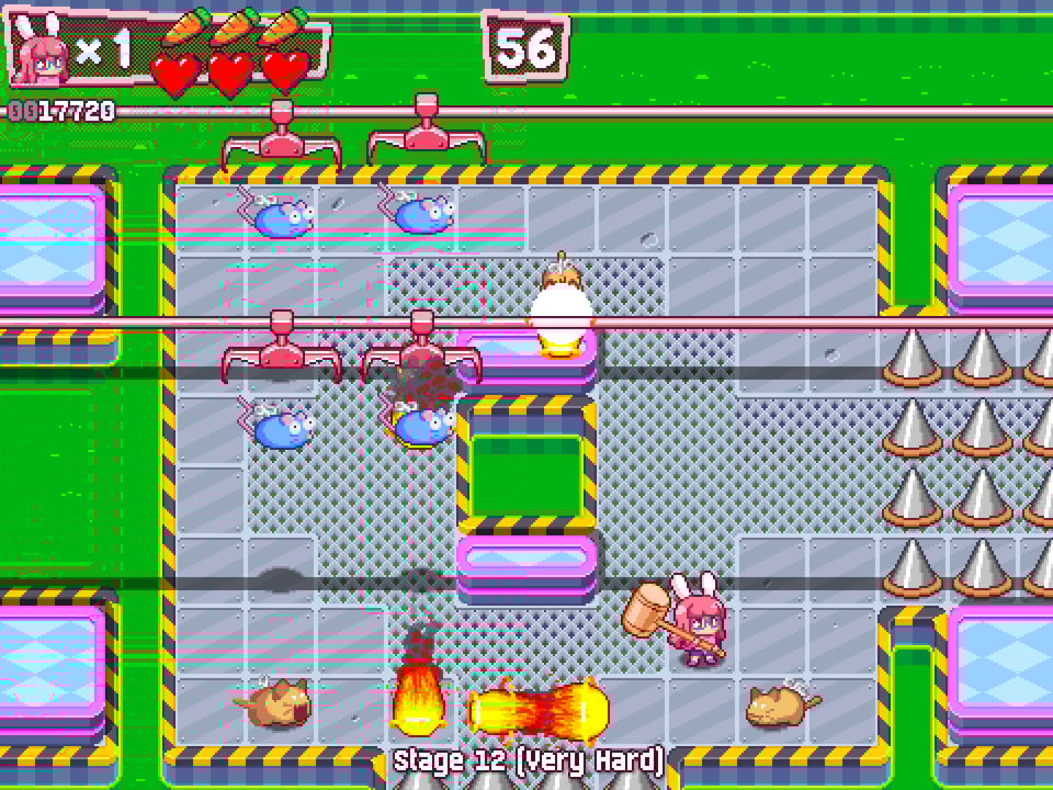 Hyper Bun Buster's factory stage, with a slightly thicker grated metal floor than before