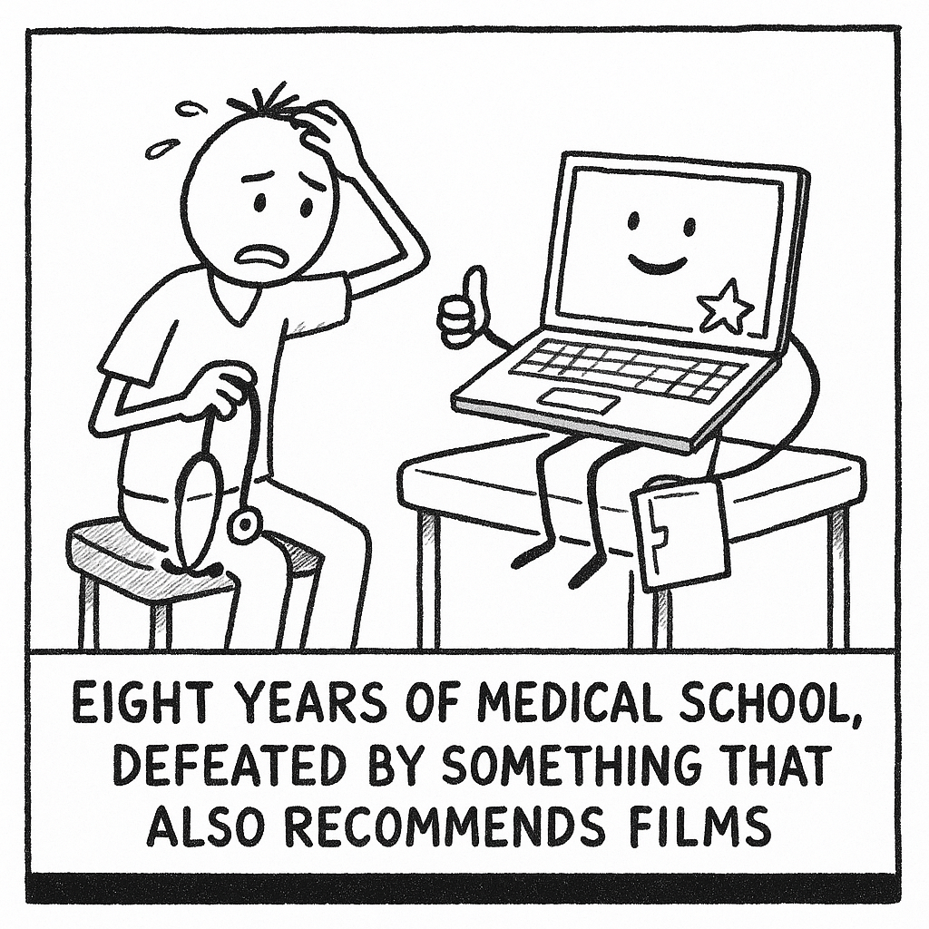 EIGHT YEARS OF MEDICAL SCHOOL, DEFEATED BY SOMETHING THAT ALSO RECOMMENDS FILMS