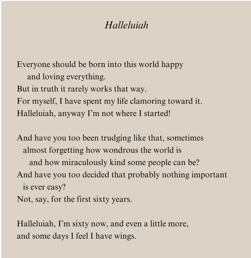 The poem Halleluiah by Mary Oliver