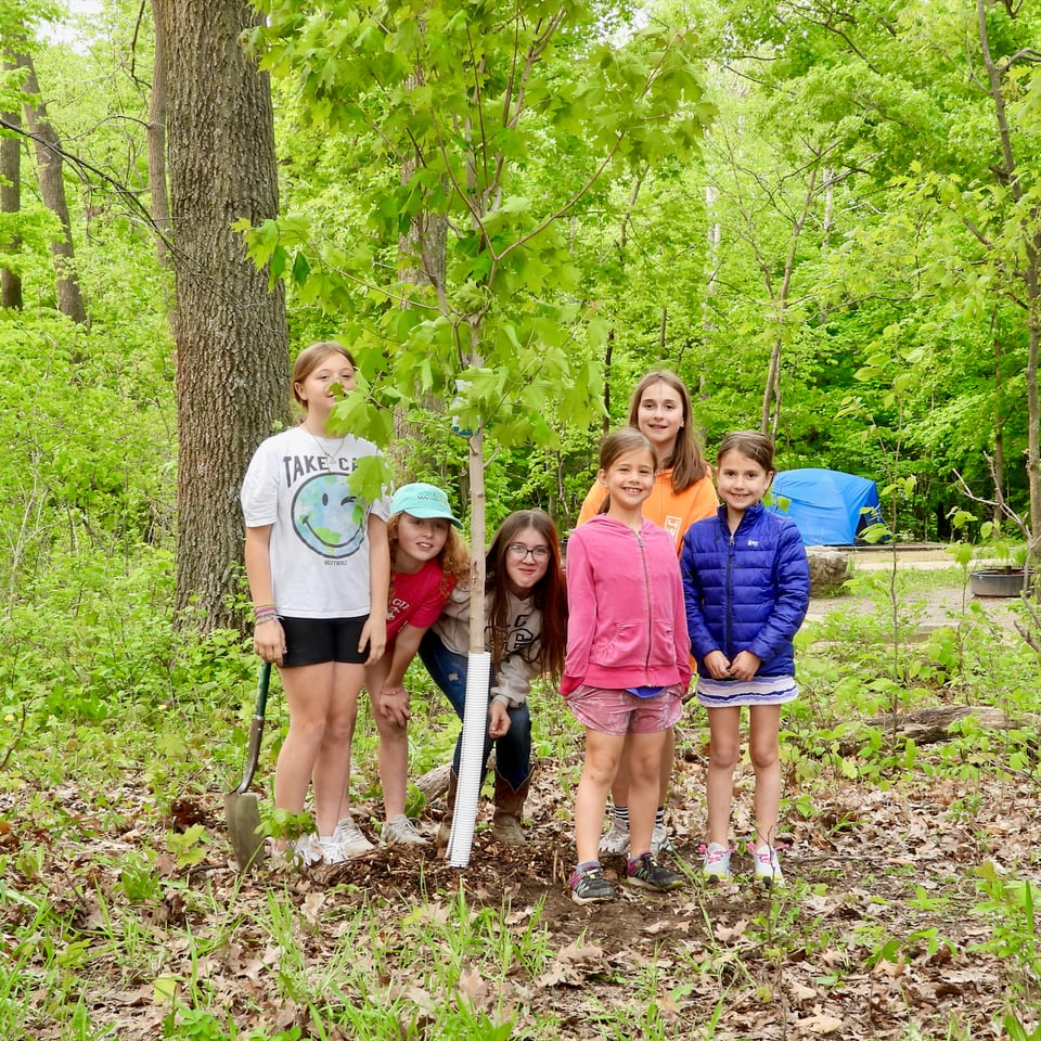 Girl Scouts from Lake City helped FSPA members plant trees at the campground to replace our late ash trees. Boy (girl?), did they have us hopping! We taught them the rudiments of tree-planting, and they sang and danced the Hokey-Pokey while working away. It’s always a joy to welcome youth to the park.