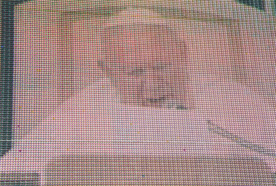 Close-up of the pope on a screen