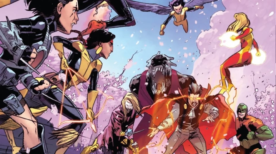 A detail of the cover of New Mutants issue 4 by Javier Fernandez et al.