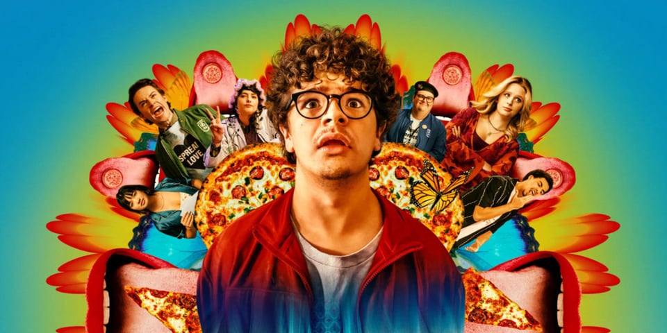 A kaleidoscopic image of the cast of Pizza Movie.