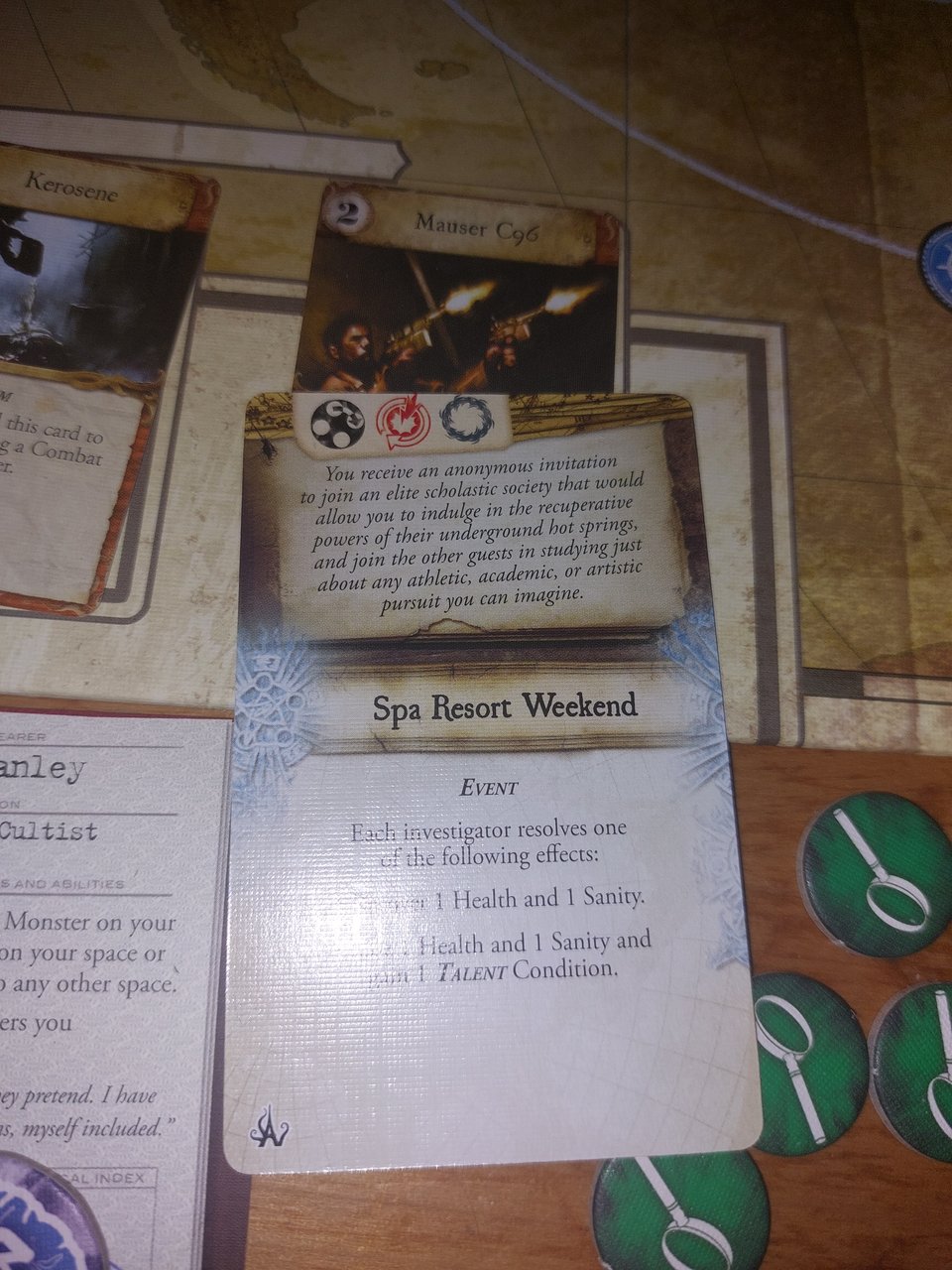 The card 'spa resort weekend', a rare break from the business of saving the world.