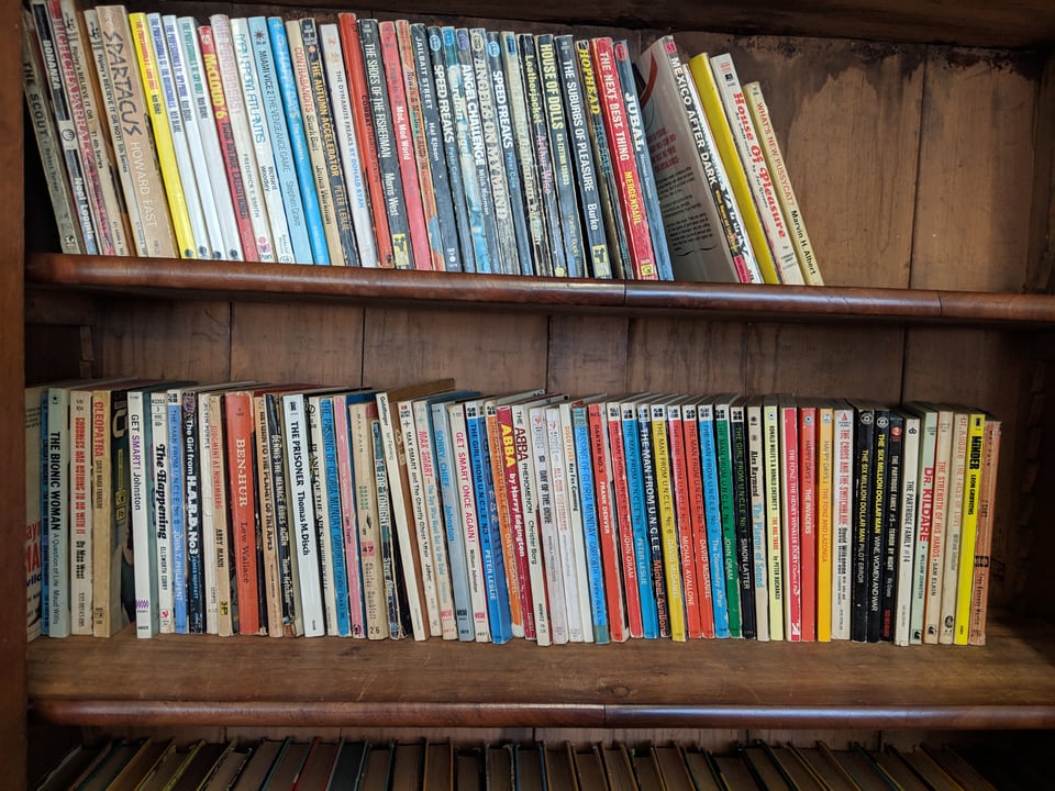 An incredible collection of old paperbacks including Man from UNCLE, Get Smart, Speed Freaks, ABBA, The Prisoner, etc.