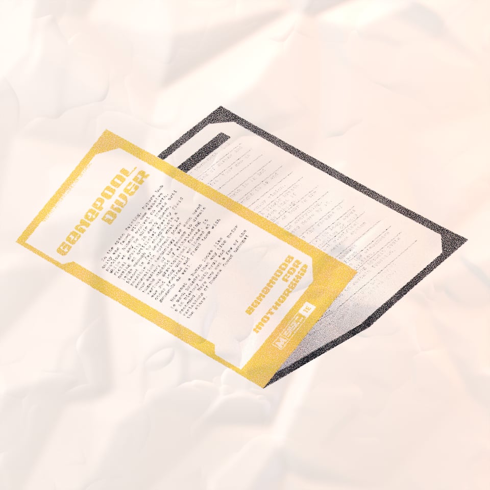 a low fidelety image of a pamphlet entitled genepool diver