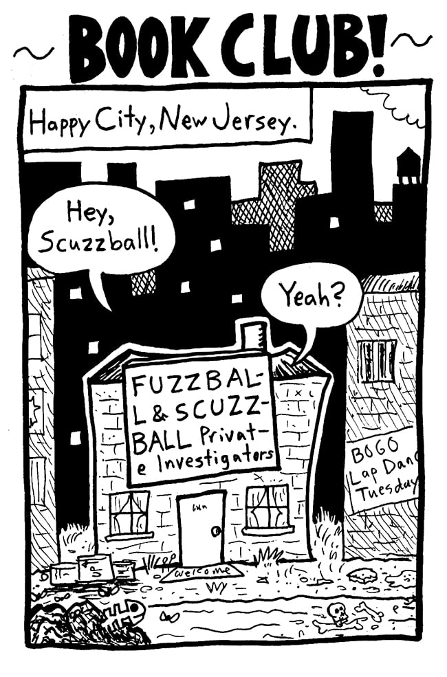 Page 1 of Book Club. Establishing shot! As we will see below, I first did this establishing shot in 1992.