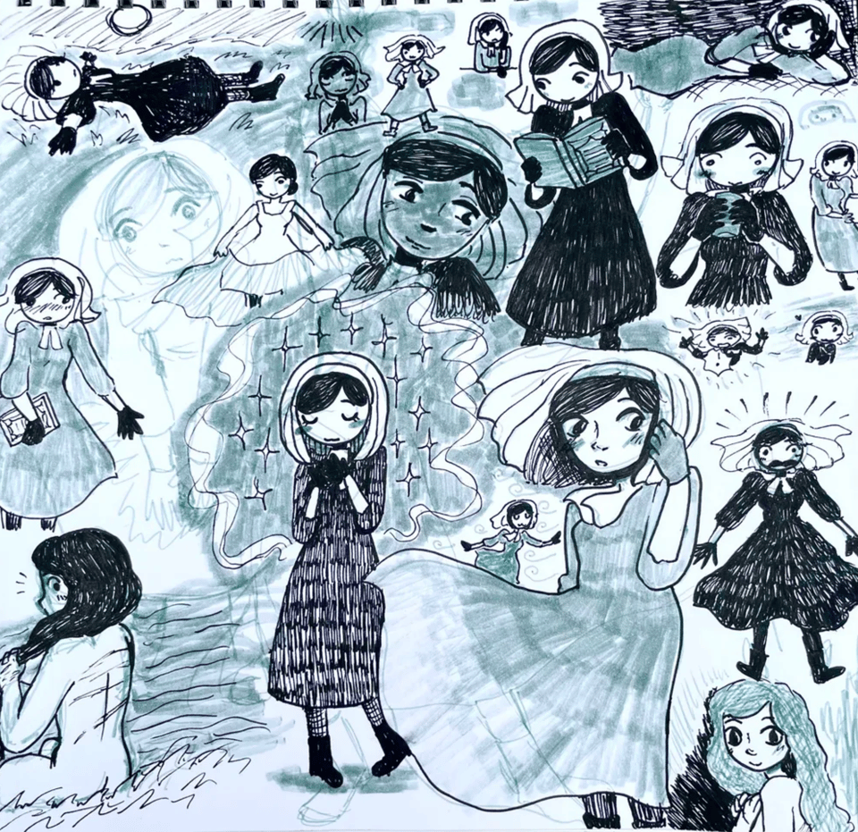 lots of drawings of Ariadne