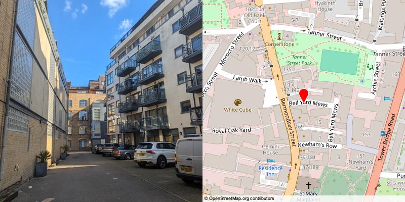 A picture and map of the mews