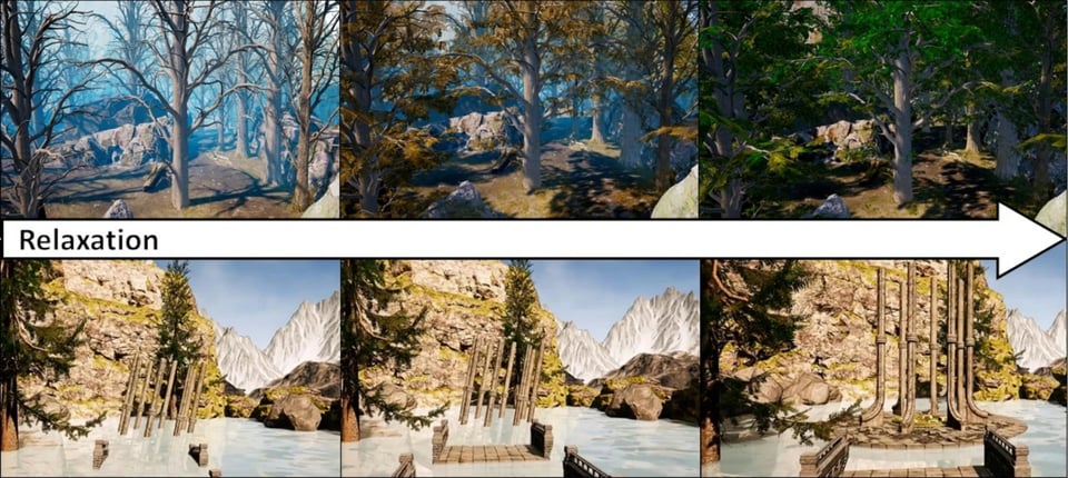 Screenshots from a VR-BF game developed by researchers