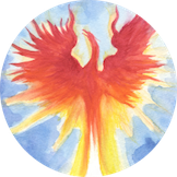 Art of a phoenix rising skyward