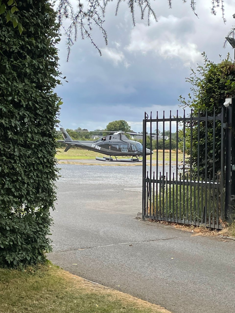 A helicopter parked near the wedding venue in Ireland