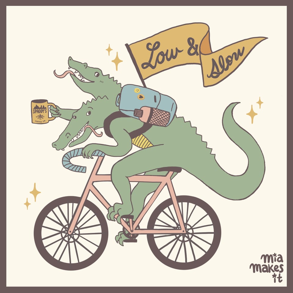 my illustration of a two-headed gator for the thursday morning bike ride in Tampa