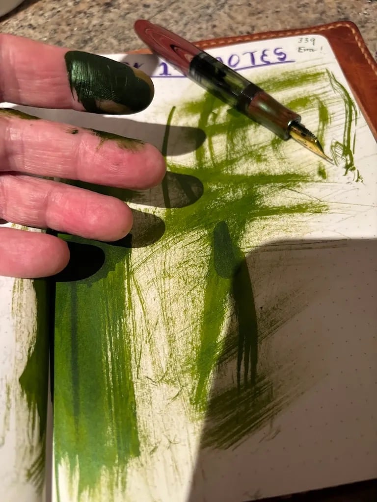 Stained hands from fountain pen ink