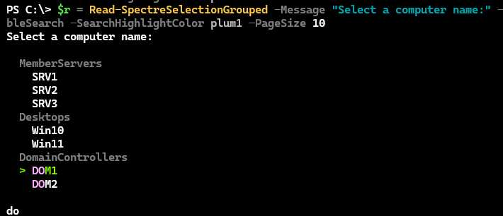 Grouped choices